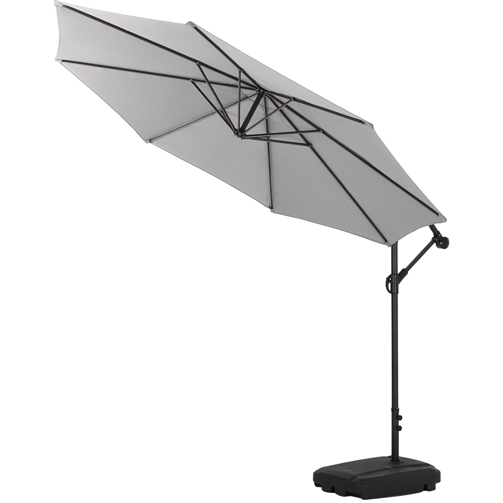 Living and Home Light Grey Cantilever Parasol 3m with 60L Fillable Base Image 3