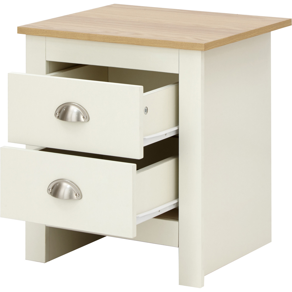 GFW Lancaster 2 Drawer Cream Bedside Table Image 3