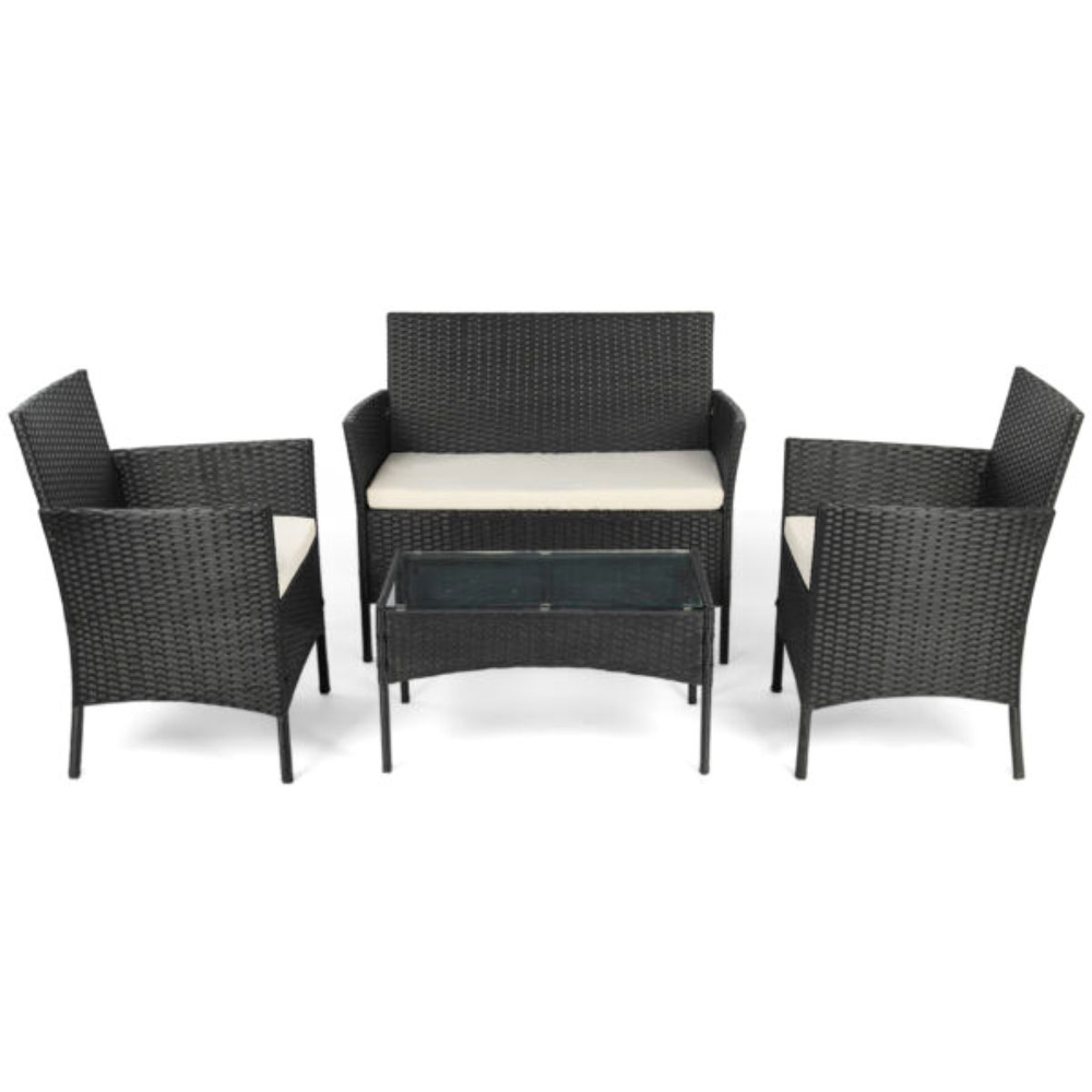 Willowmare 4 Seater Black PE Rattan Garden Lounge Set Image 2