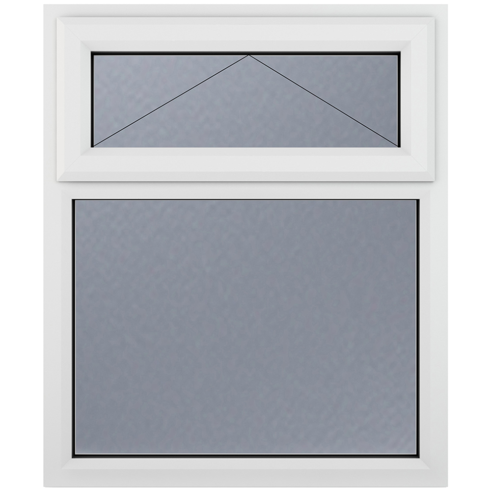 Crystal uPVC Triple Glazed Window Top Hung Over Fixed Light White Obscure Glass 1040x1190mm Image 2