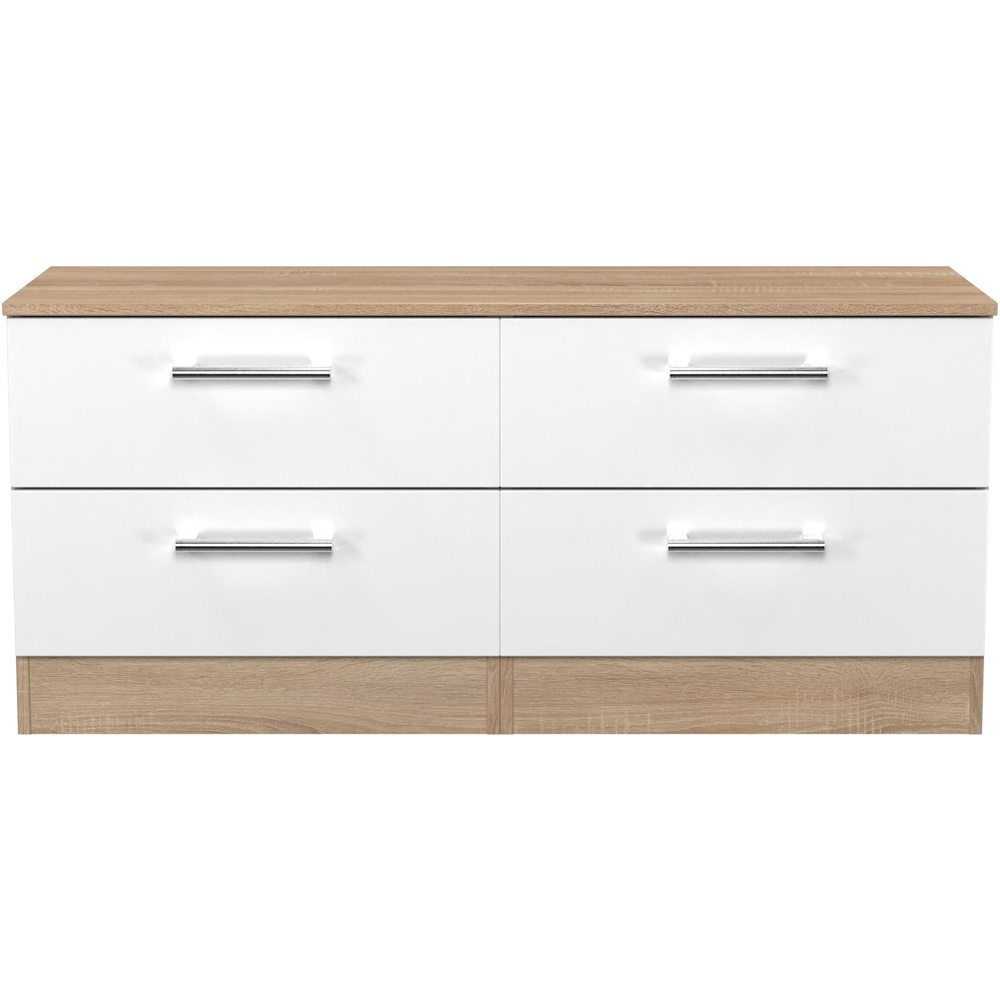 Crowndale Devon 4 Drawer Matt White and Bardolino Oak Bed Box Ready Assembled Image 2