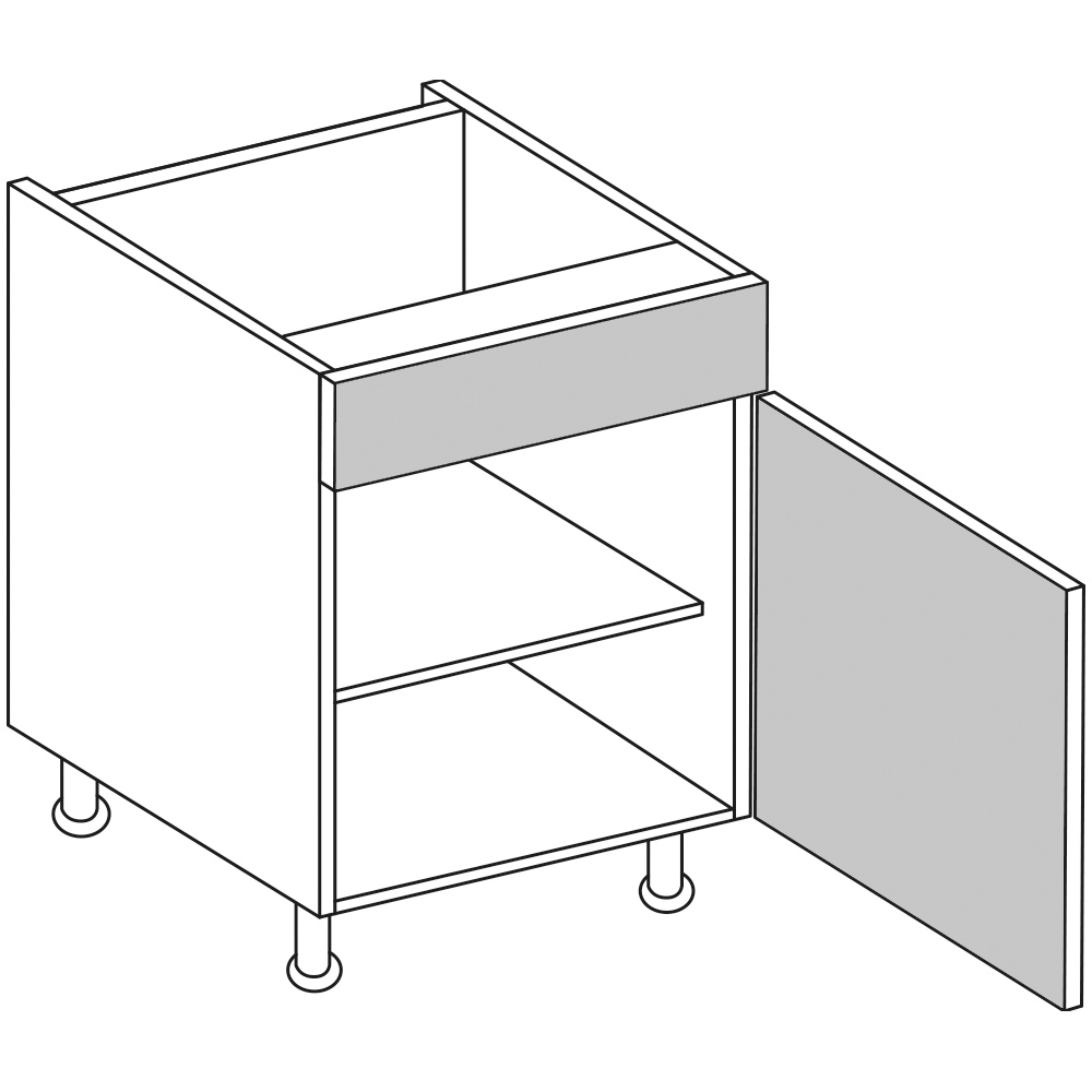 wilko Modern Slab Matt Charcoal Single Drawerline Drawer Base Cabinet 600mm Image