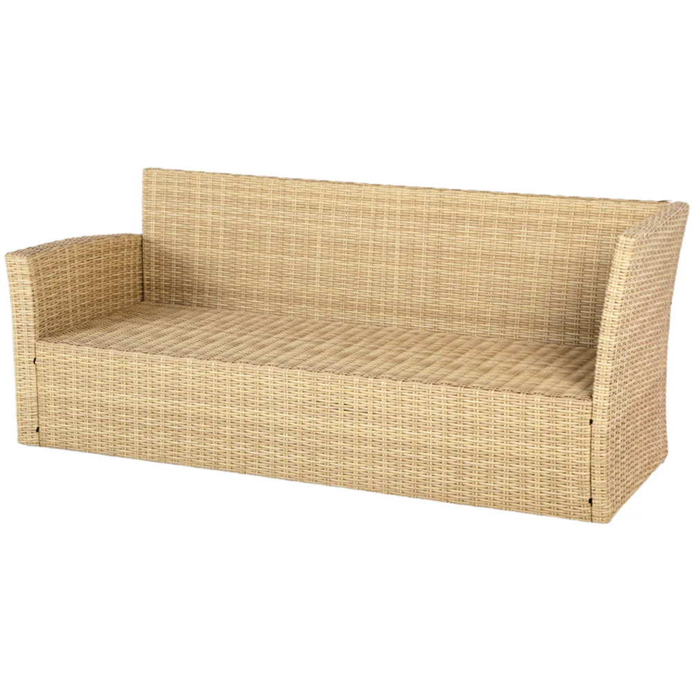 HGD St. Tropez 6 Seater Natural and White Garden Corner Sofa with Rising Table Image 4