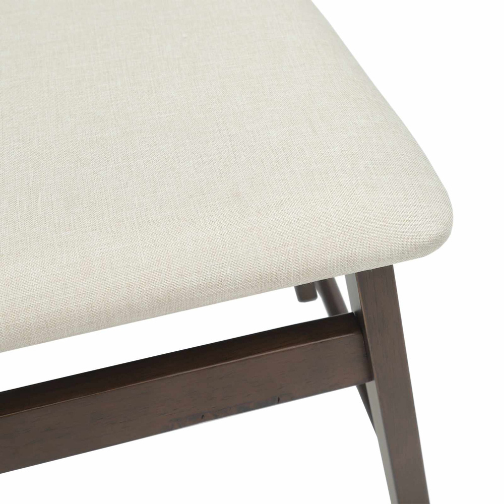 vidaXL Set of 2 Light Brown Rubberwood Rectilinear Vintage Dining Chairs Image 7