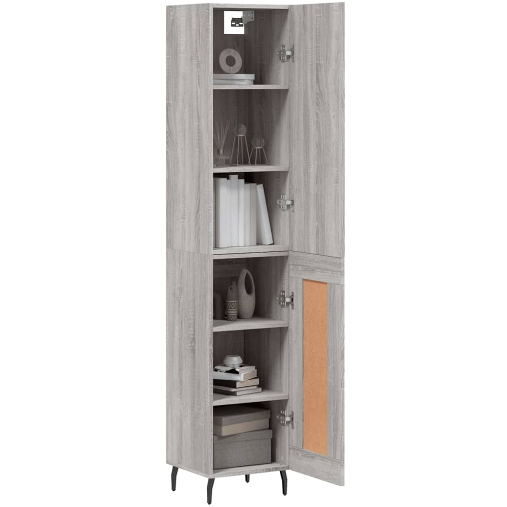 vidaXL 2 Door Grey Sonoma Tall Highboard with Black Handle Image 3