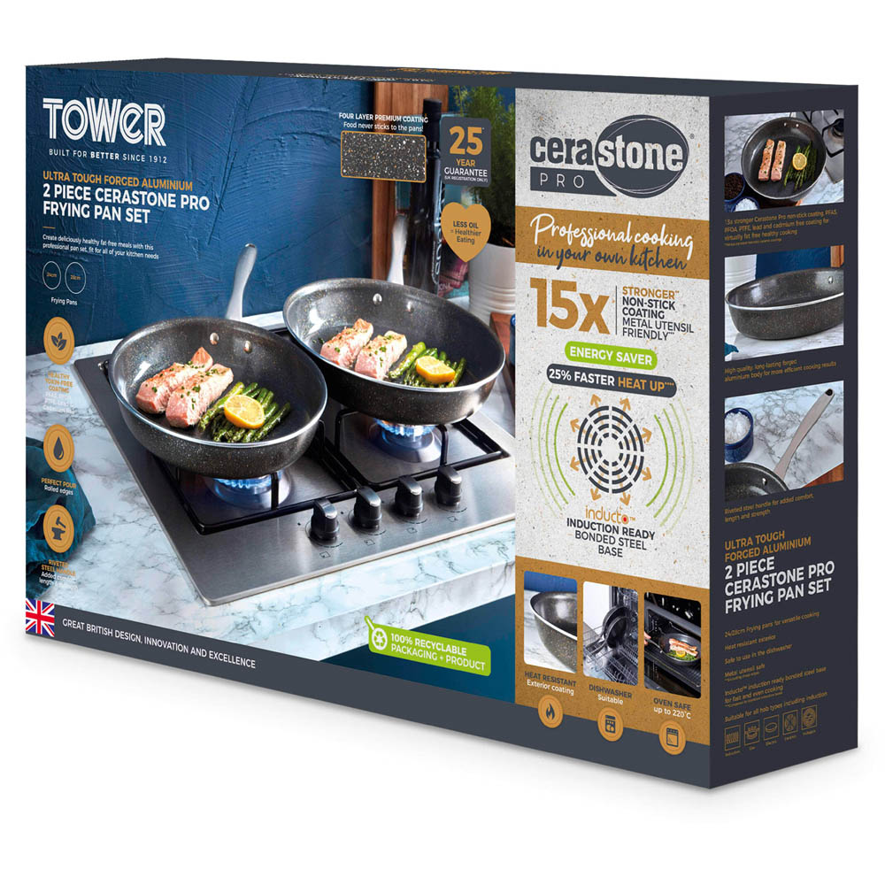 Tower 2 Piece Forged Aluminium Non-Stick Frying Pan Set Image 2