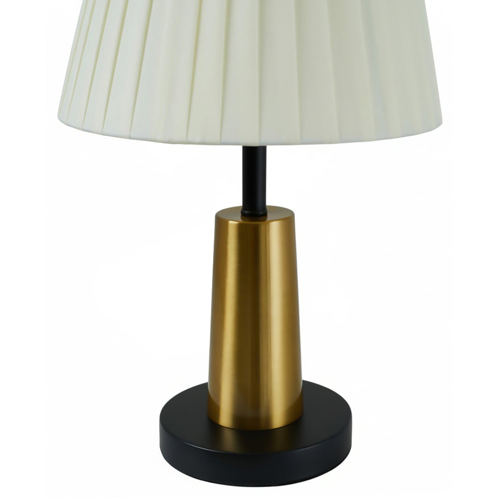 Living and Home Beige Pleated Fabric Shade Black and Gold E27 Table Lamp Image 5