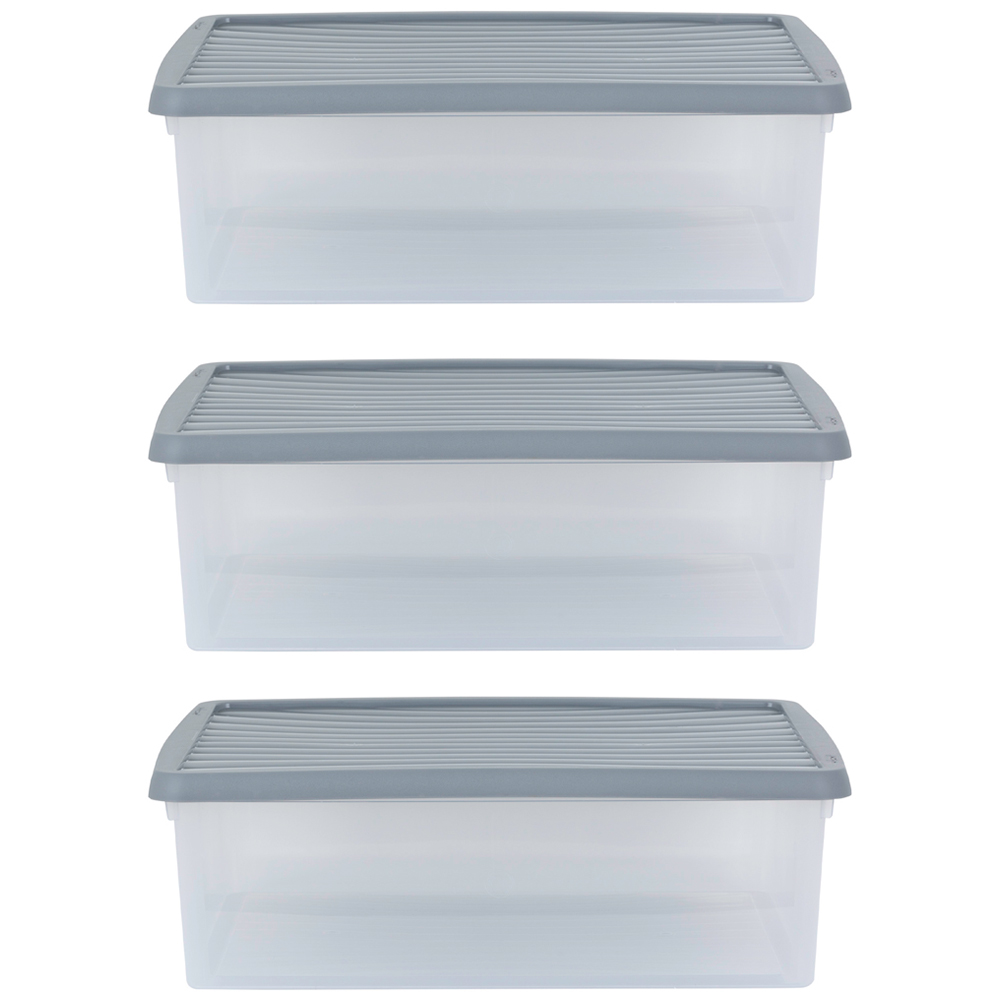 Wham 23.5L Stackable Plastic and Clear Storage Box and Lid 3 Pack Image 1