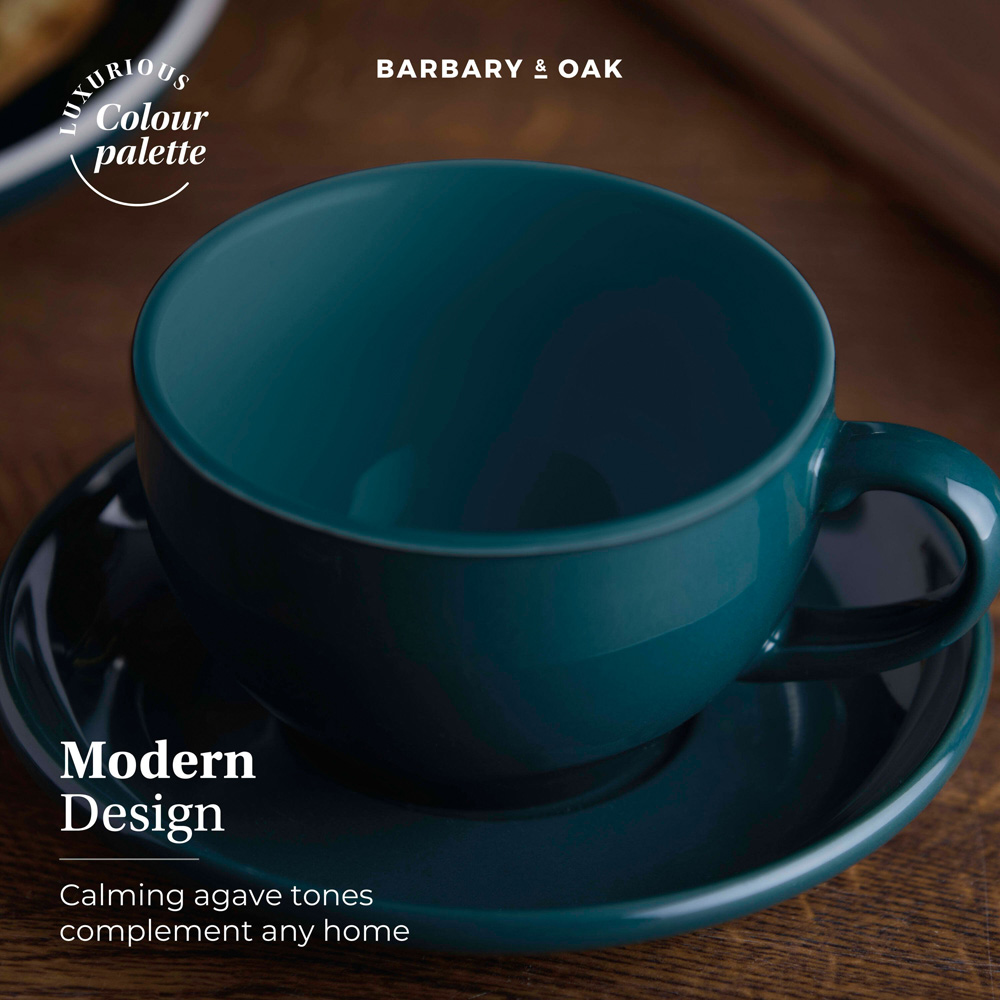 Barbary & Oak Nattura Set of 2 Agave Stoneware Americano Cup and Saucer Set 350ml Image 5