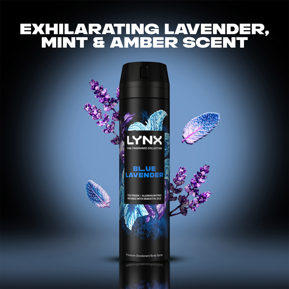 Lynx Fine Fragrance Collection Blue Lavender Deodorant Body Spray 200ml 6 Pack Image 4