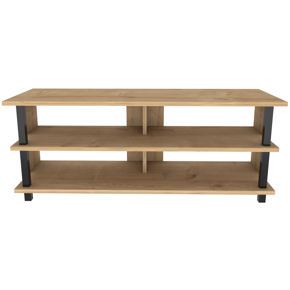 Decorotika Pueblo 4 Open Shelf Black and Oak Wide TV Unit Image 3