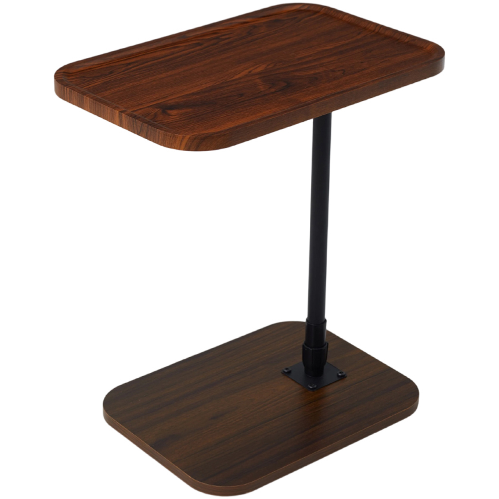 Living and Home Walnut and Black Height Adjustable Side Table Image 2