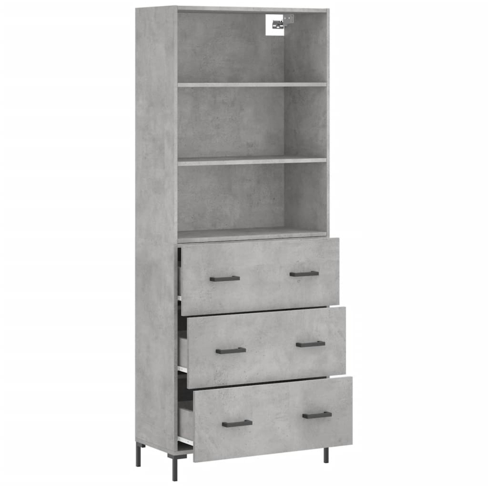 vidaXL 3 Drawer 3 Shelf Concrete Grey Tall Highboard Image 4