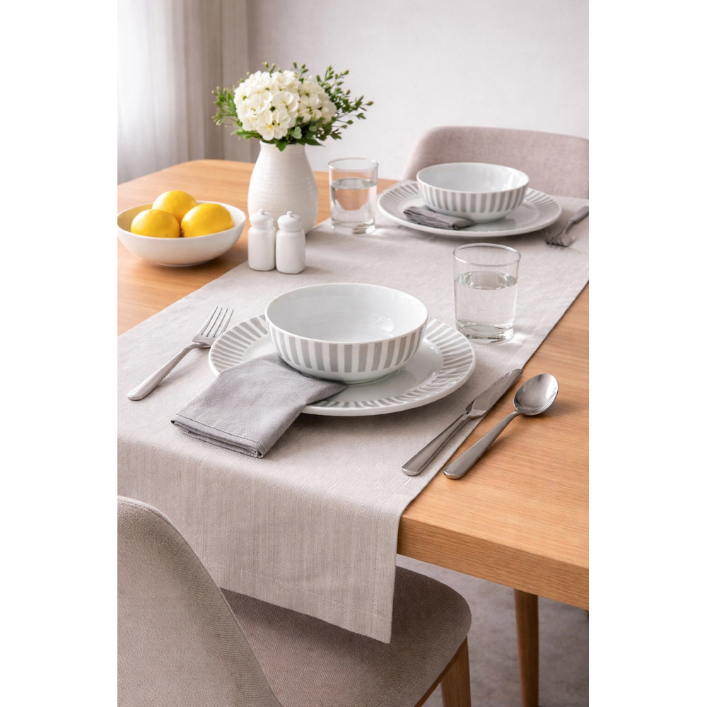 Waterside Grey Stripe 12 Piece Dinner Set Image 4