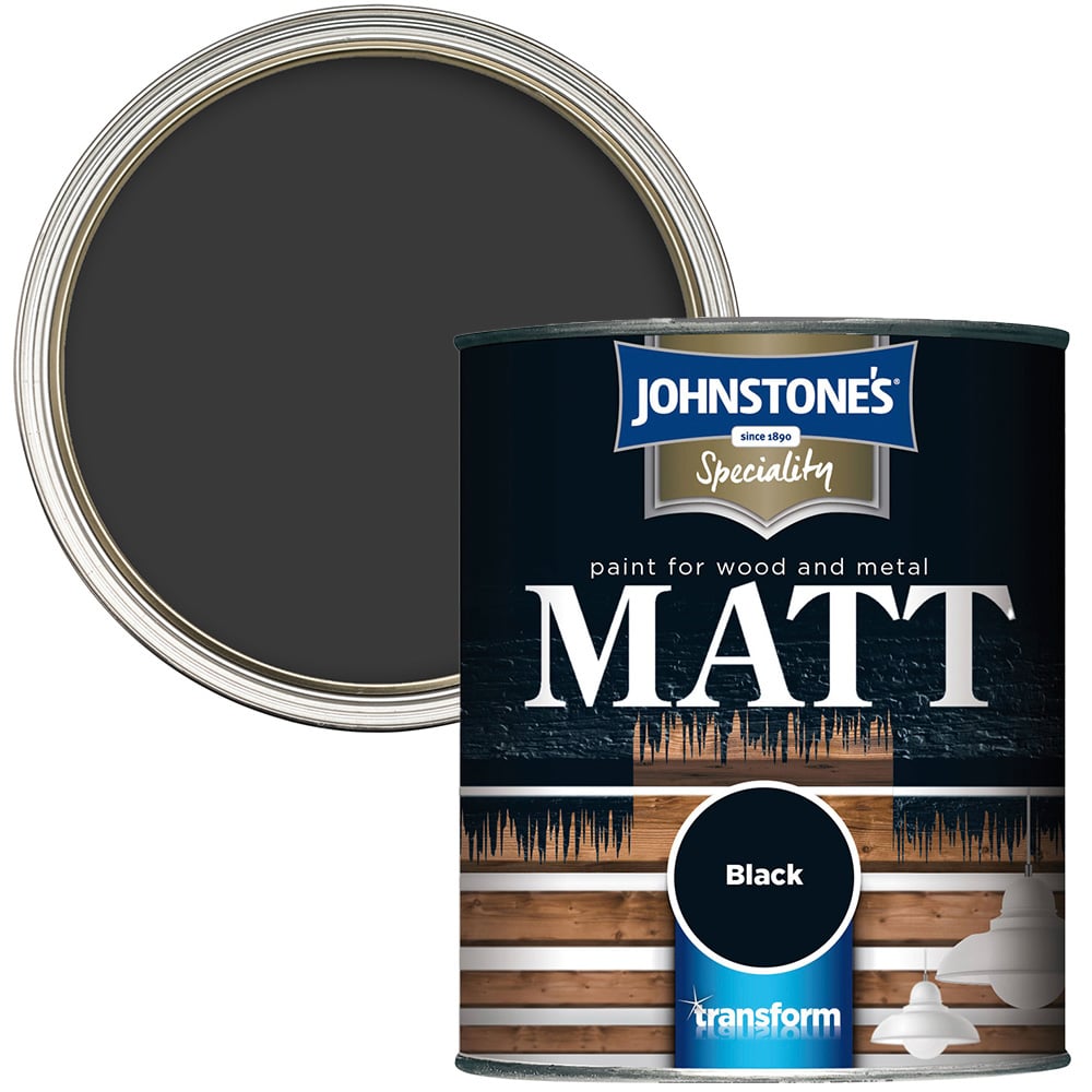 Johnstone's Wood & Metal Black Matt Paint 750ml Image 1