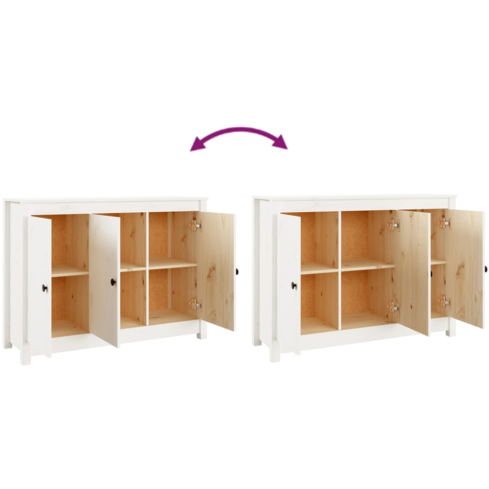 vidaXL 3 Door White Solid Pine Wood Sideboard Image 6