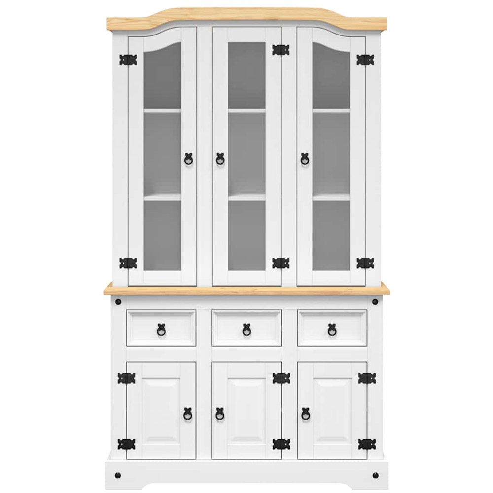 vidaXL Corona 6 Door 3 Drawer White Solid Pine Wood Highboard Image 3