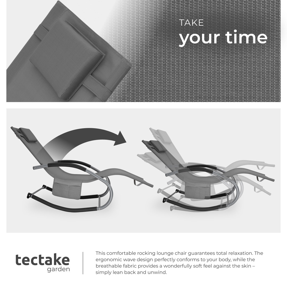 tectake Taya Grey Rocking Sun Lounger Image 4