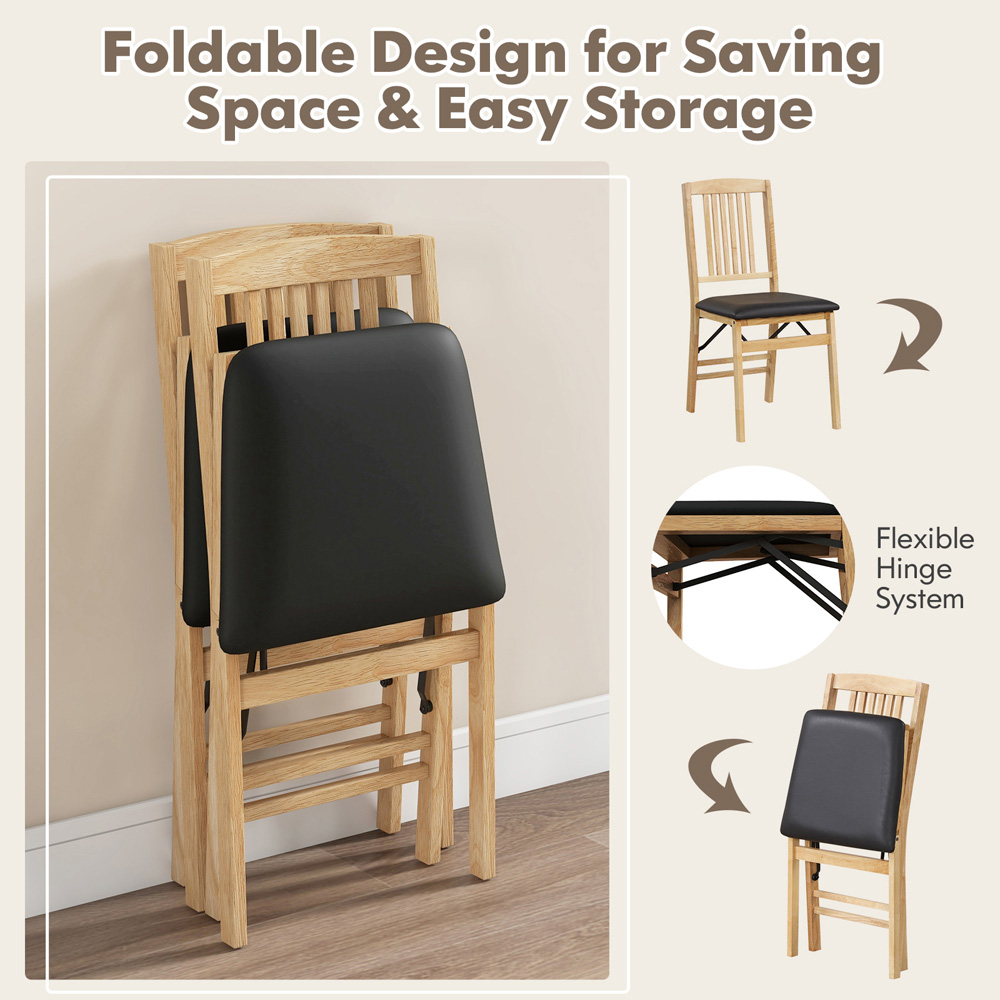 Costway Set of 2 Black Foldable Dining Chairs Image 8