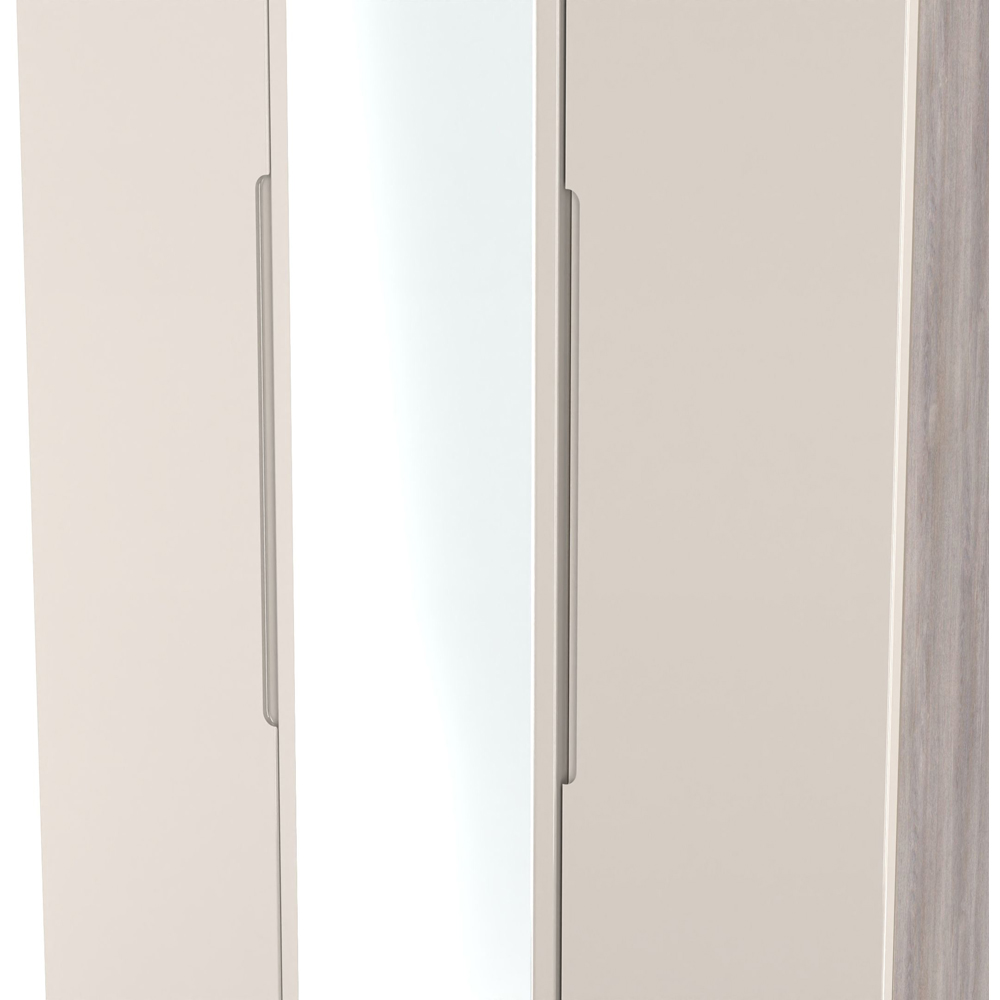 Crowndale Milan 3 Door Kashmir Gloss and Grey Oak Tall Mirrored Wardrobe Ready Assembled Image 4