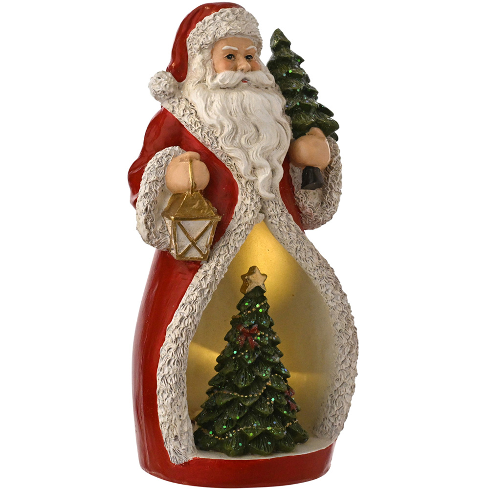 The Seasonal Gift Co Regal Tidings LED Santa with Mini Christmas Tree Decoration 18cm Image 2