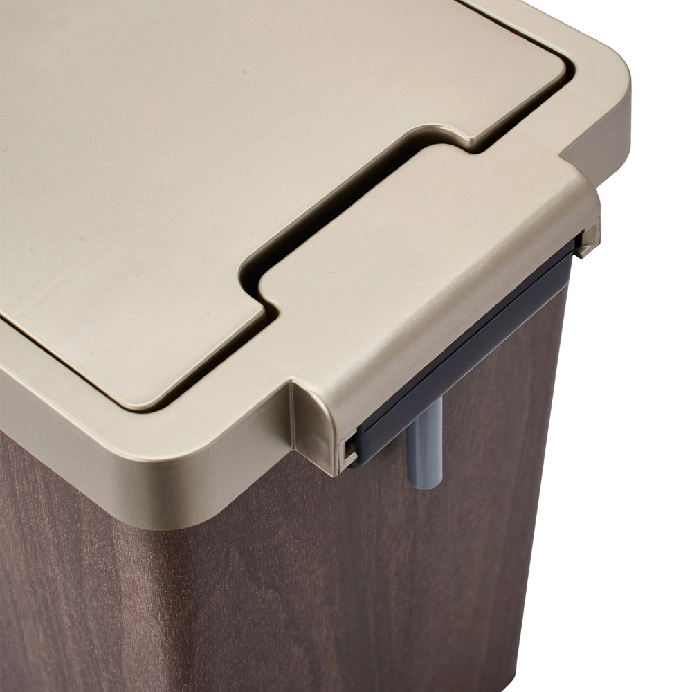 Living and Home Wood Grain Rubbish Bin with Foot Pedal Lid 12L Image 3