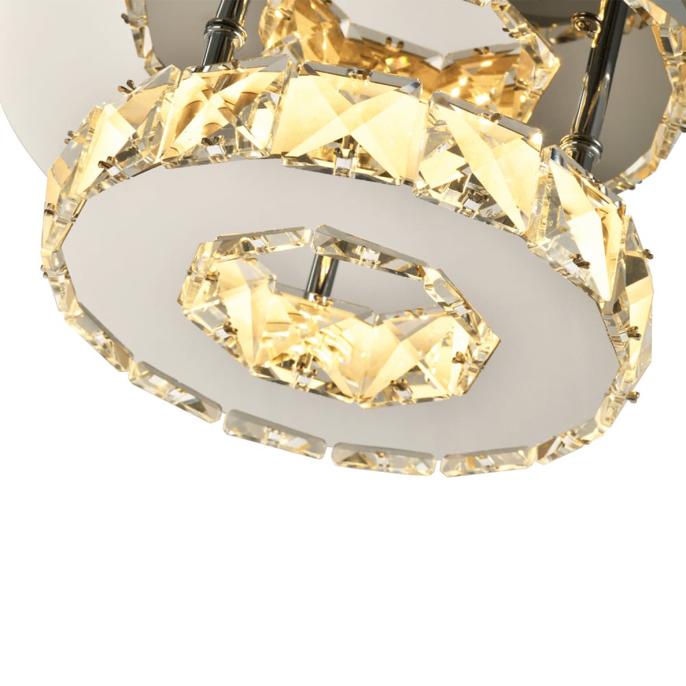 Happy Homewares Chrome Planted LED Ceiling Light with Crystal Glass Bead Image 5