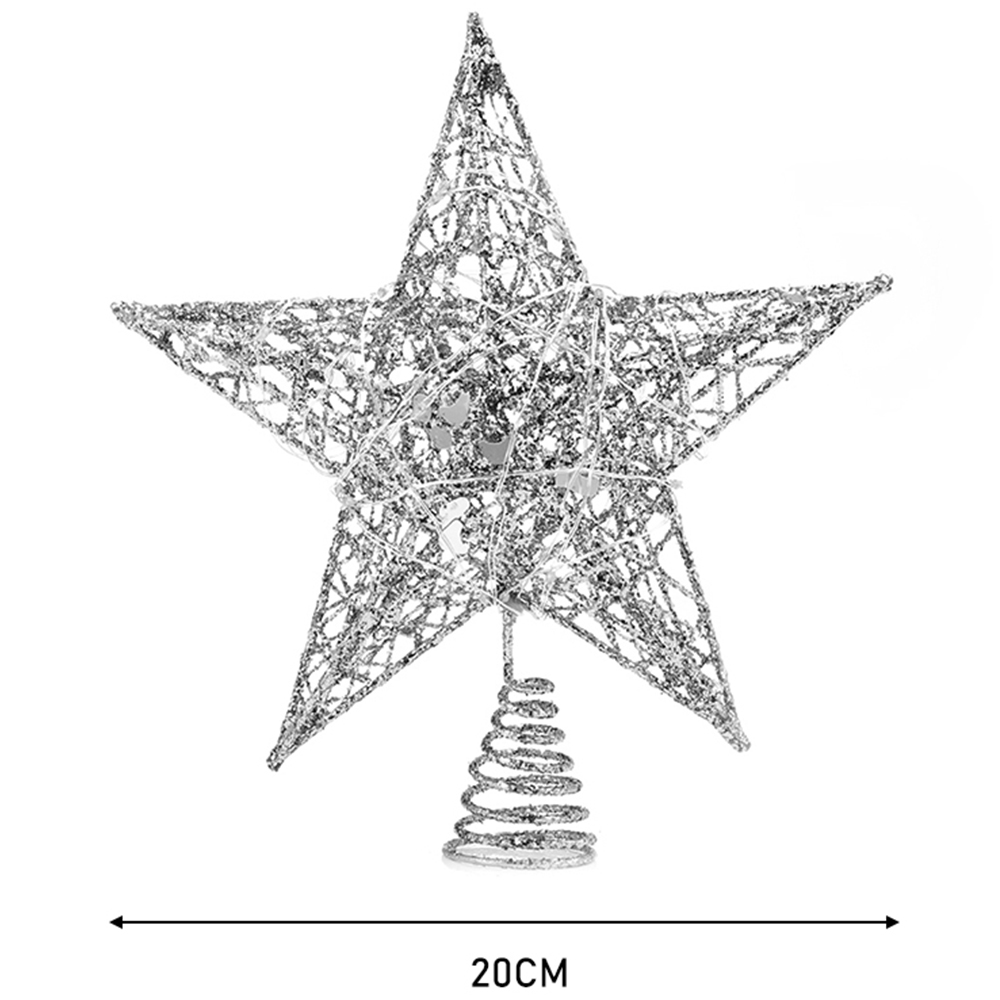 Living and Home Decorative Star Sequins Christmas Tree Topper with LED Light 20cm Image 7