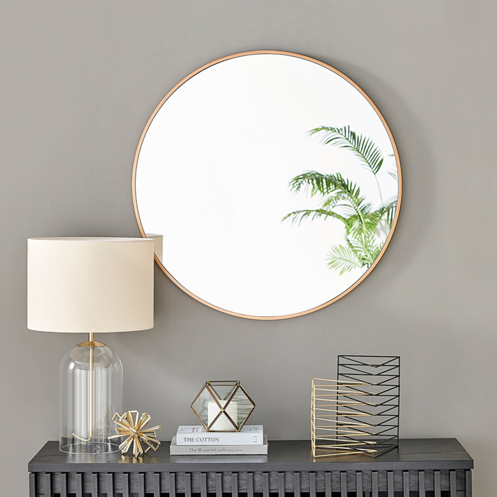 Furniturebox Emma Round Copper Frame Wall Mirror 80cm Image 6