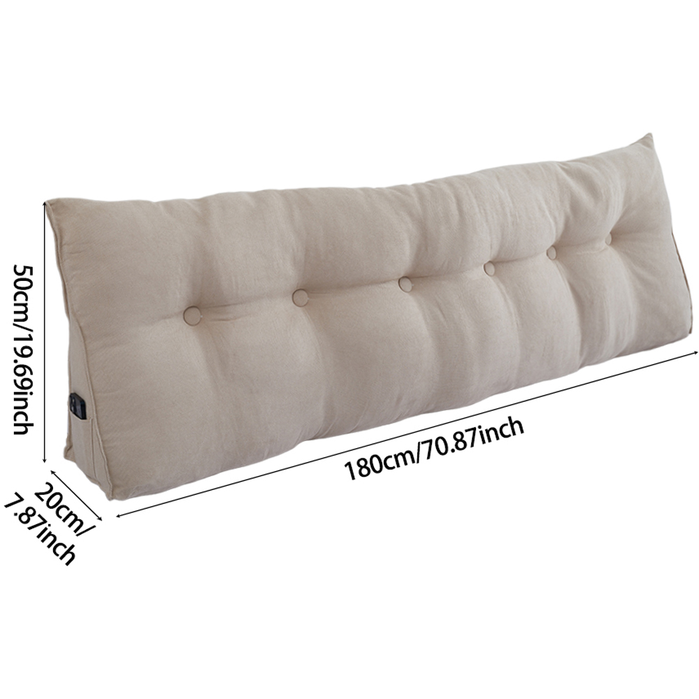Living and Home Beige Wedge Headboard Pillow with Side Pocket 180 x 50cm Image 8