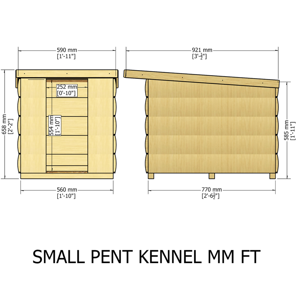Shire 2.5 x 1.8ft Shiplap Pent Dog Kennel Image 6