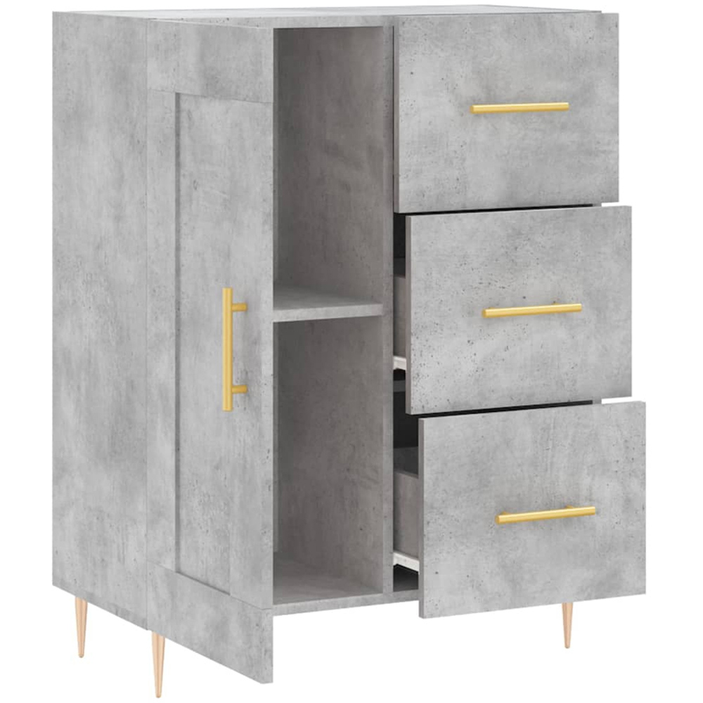 vidaXL Single Door 3 Drawer Concrete Grey Wooden Sideboard Image 6