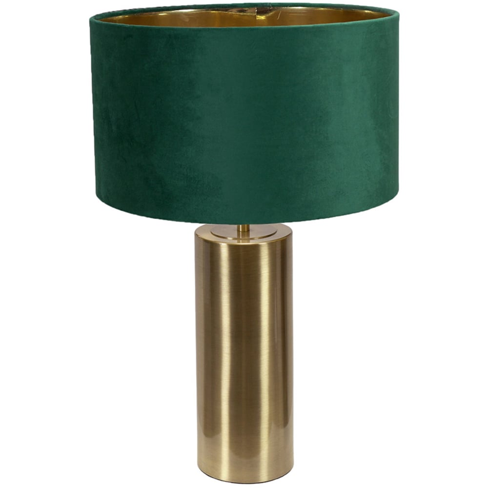 ValueLight Lexy Forest Green Velvet Gold Inner Shade Gold LED Touch Table Lamp Image 1