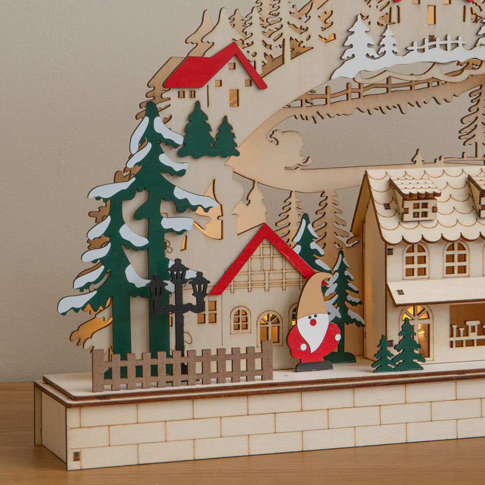 Samuel Alexander LED Wooden Christmas Candle Bridge Village Decoration 43cm Image 6