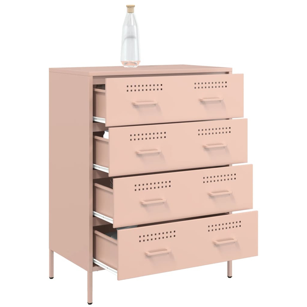 vidaXL 4 Drawer Pink Steel Industrial Style Sideboard Image 5