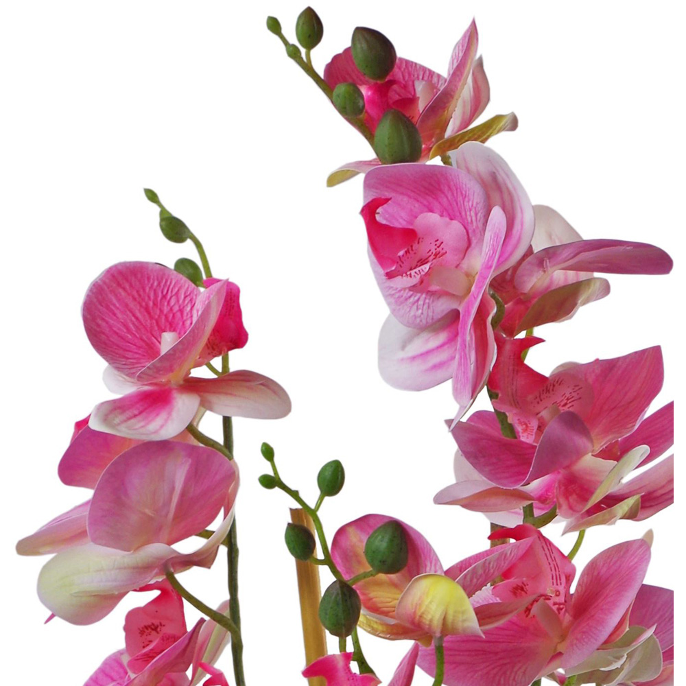 Leaf Artificial Pink Orchid Plant in Black Ceramic Planter 70cm Image 2