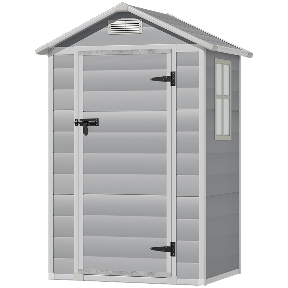 Living and Home 4.3 x 3.3ft Garden Plastic Storage Shed with Window Image 1