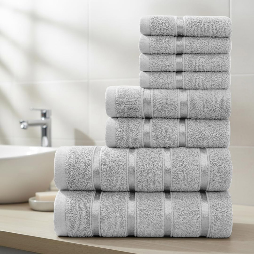 Smart Living Boston 8 Piece Silver Towel Bale Set Image 2