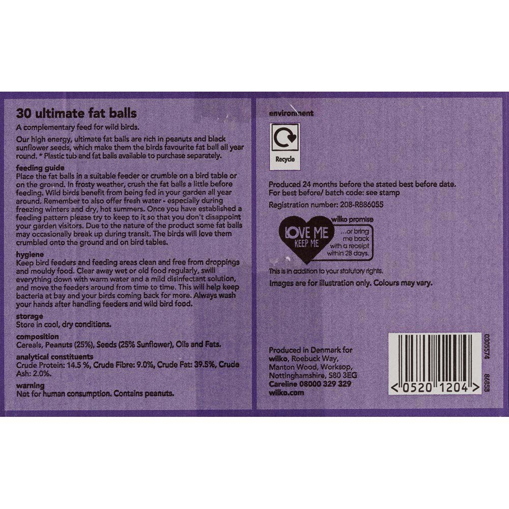 Wilko Box Ultimate Fat Balls 30x80g Wilko