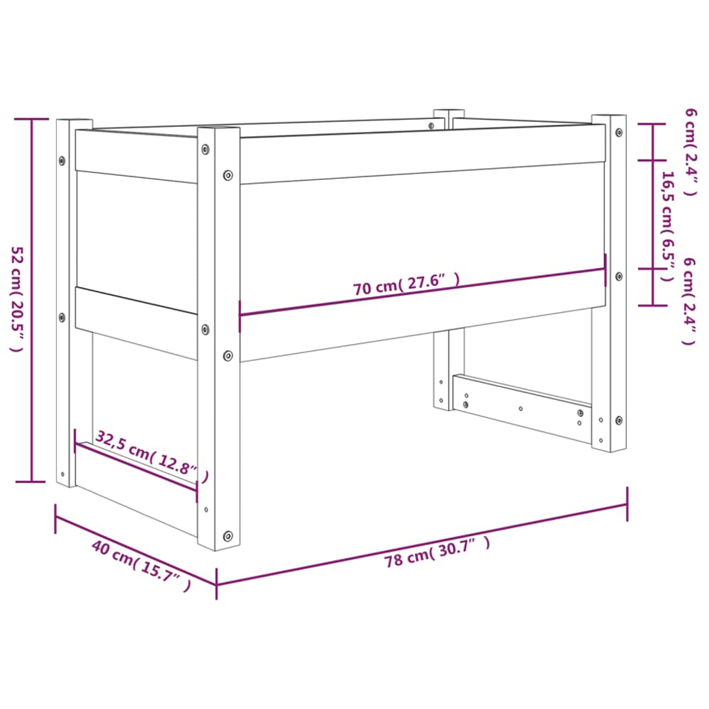vidaXL Natural Solid Pine Wood Garden Planter with Legs 52 x 78 x 40cm Image 6