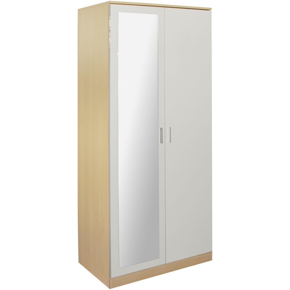 Brooklyn 3 Piece Oak and Cream High Gloss Bedroom Furniture Set Image 3