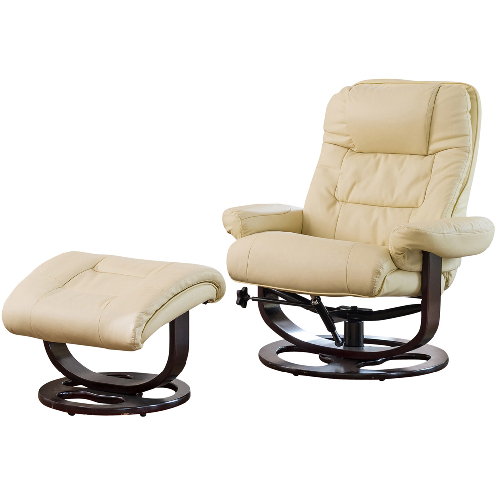 Artemis Home Burdell Cream Massage and Heat Swivel Recliner Chair with Footstool Image 2