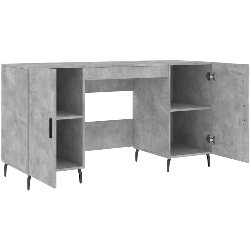 vidaXL 2 Door Computer Desk Concrete Grey and Black Image 5