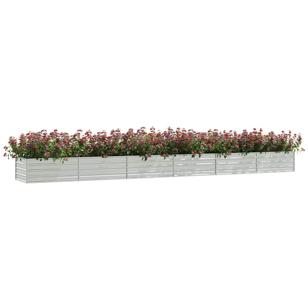 vidaXL Silver Galvanised Steel Raised Garden Bed 600 x 80 x 45cm Image 2
