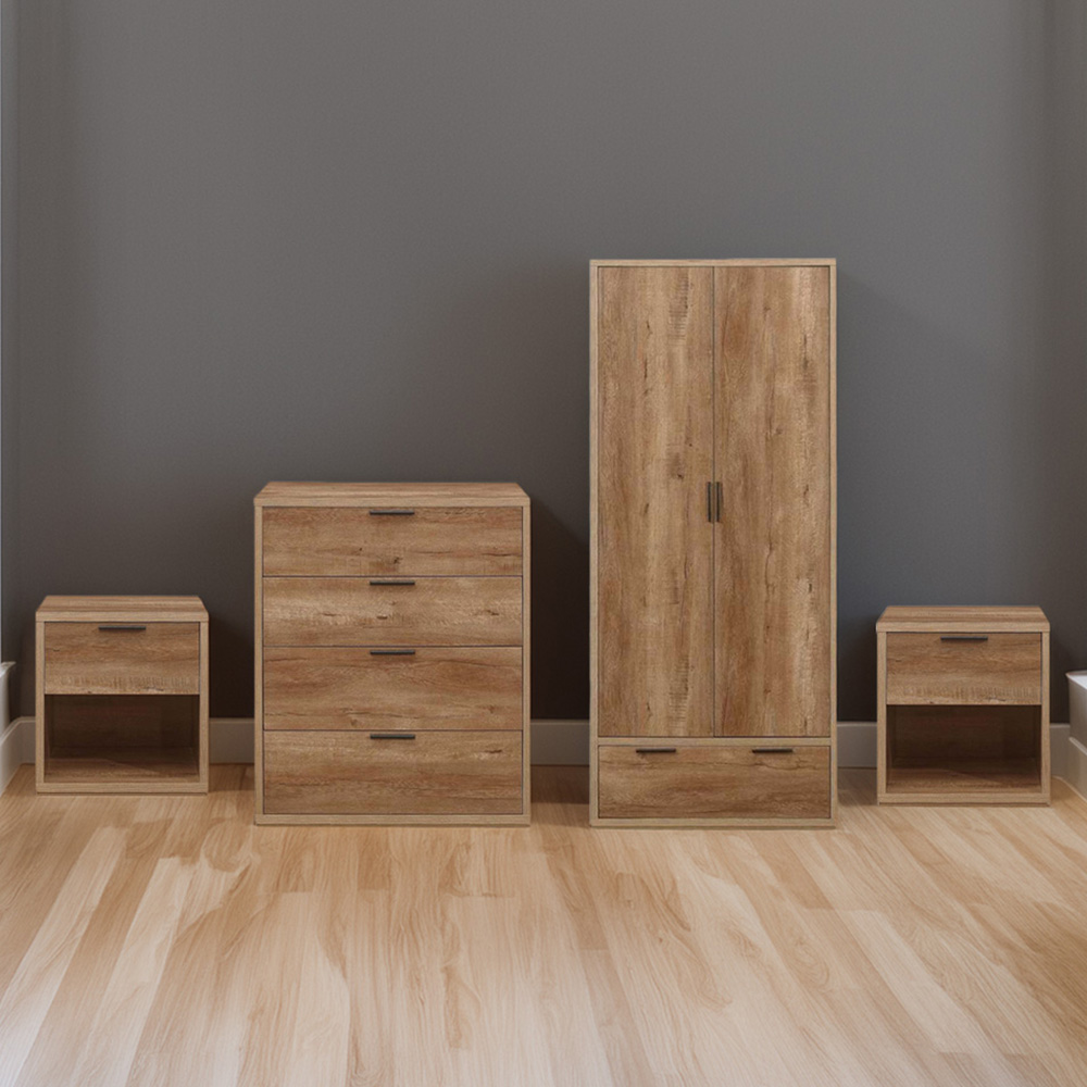 Birlea Stockwell Rustic Oak Effect 4 Piece Bedroom Furniture Set Image 1