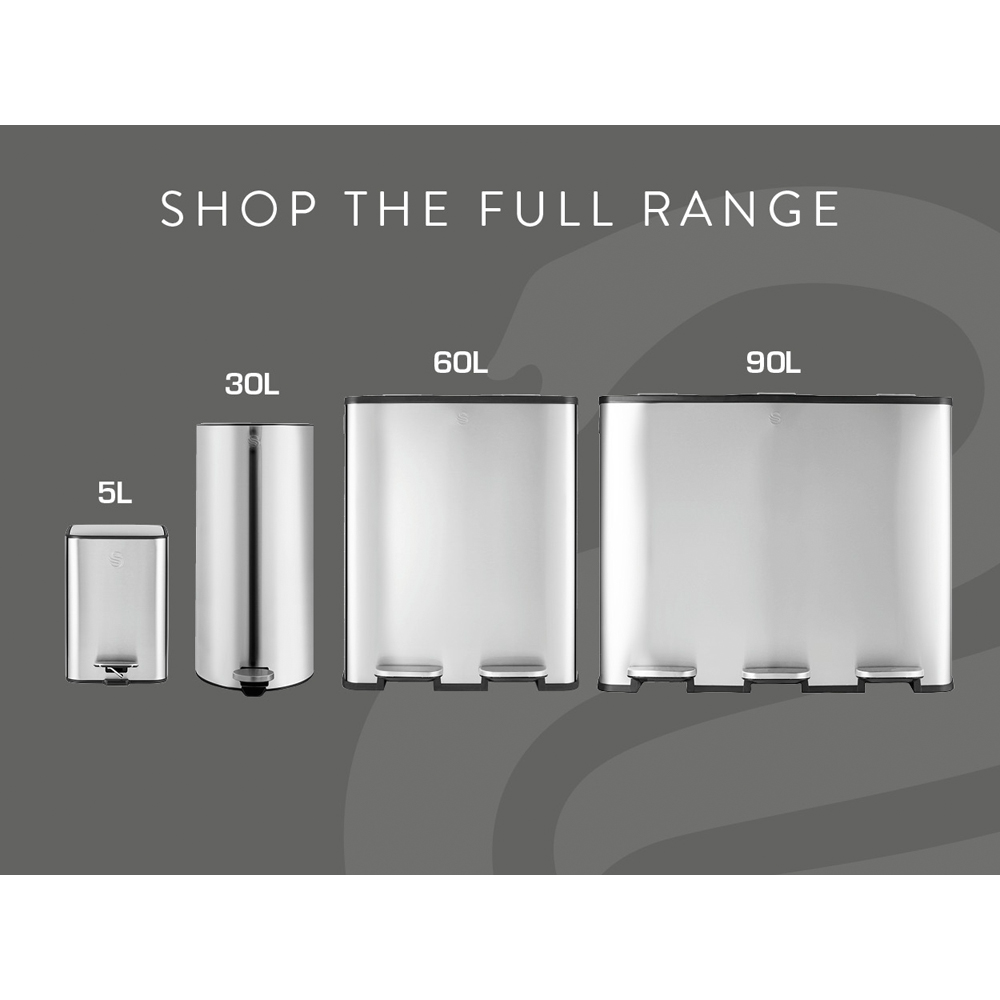 Swan Silver Stainless Steel Dual Recycling Bin 60L Image 9