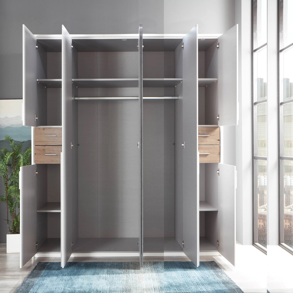 TJ'S New York 7 Door 4 Drawer Graphite Wardrobe with Mirror Image 3