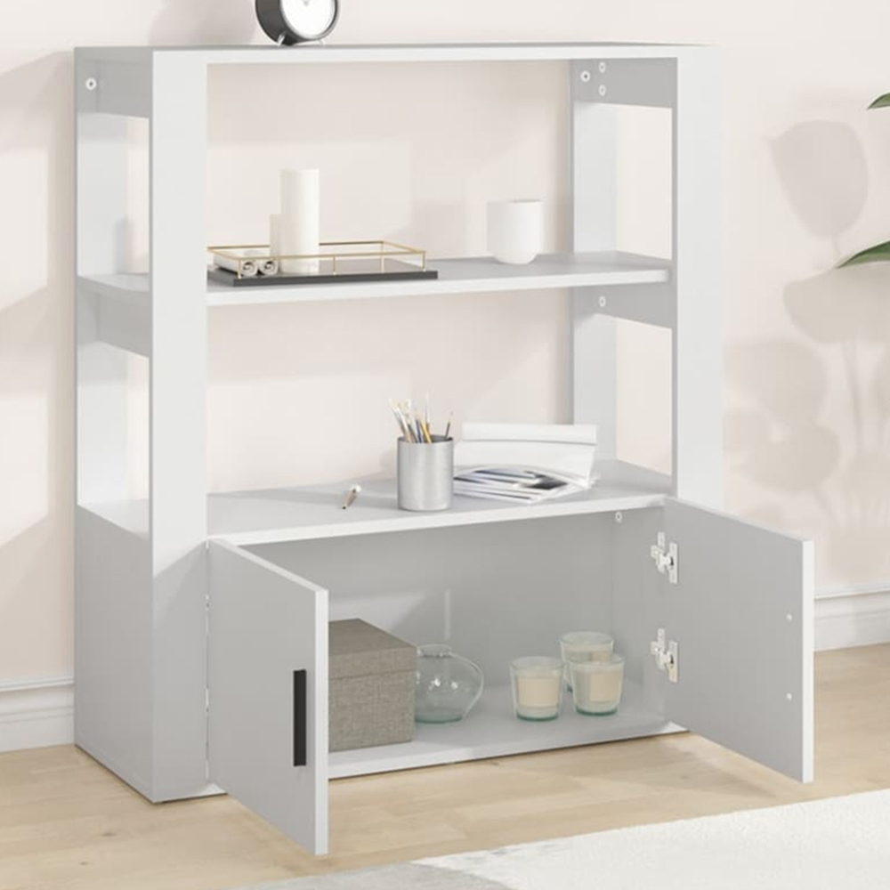vidaXL 2 Door 2 Shelf White Sideboard Image 1
