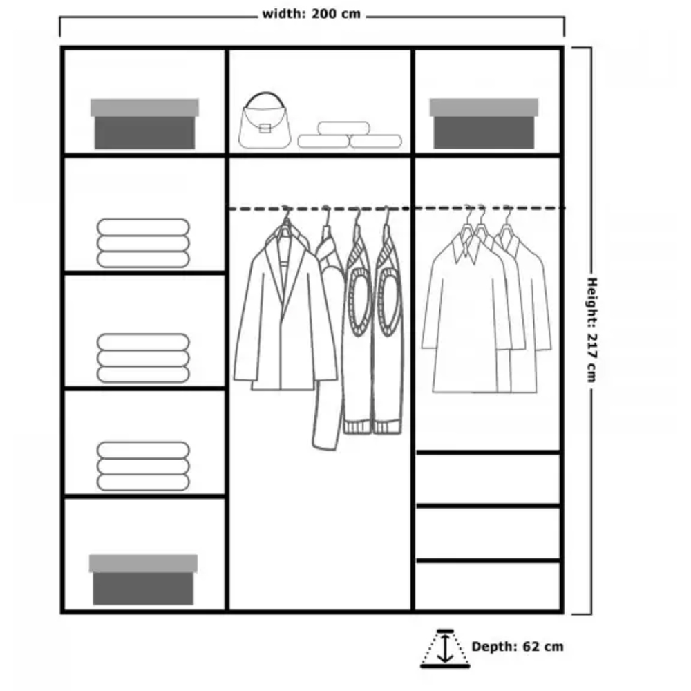 M N Furniture Collian 2 Door Black Mirrored Sliding Wardrobe 200cm Image 5