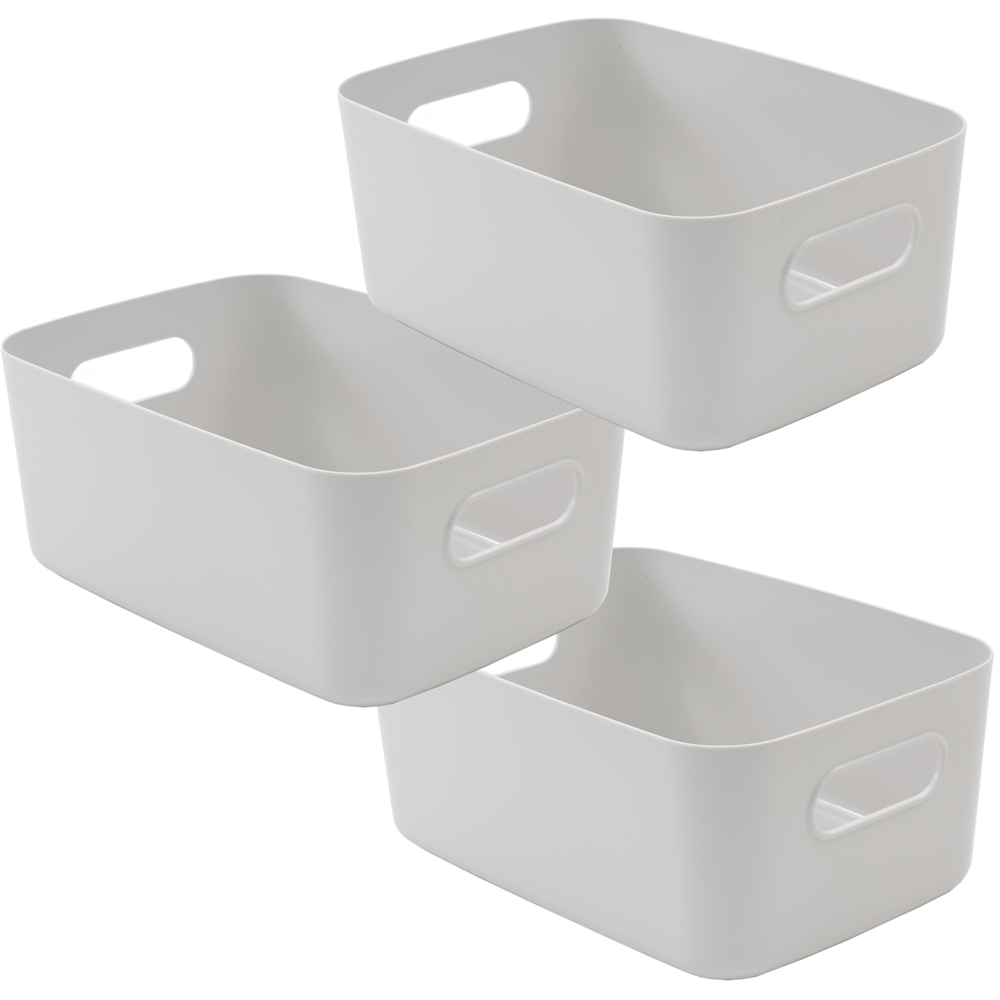 SA Products Grey Plastic Storage Basket Set of 3 Wilko